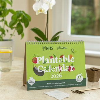 RHS A4 Sustainable Plantable 2026 Veg & Herb Seed Desk Calendar RHS A4 Sustainable Plantable 2026 Veg & Herb Seed Desk Calendar