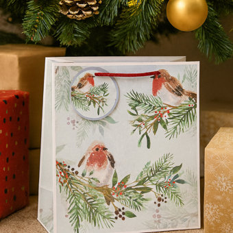 Robin Design Medium Christmas Gift Bag Robin Design Medium Christmas Gift Bag