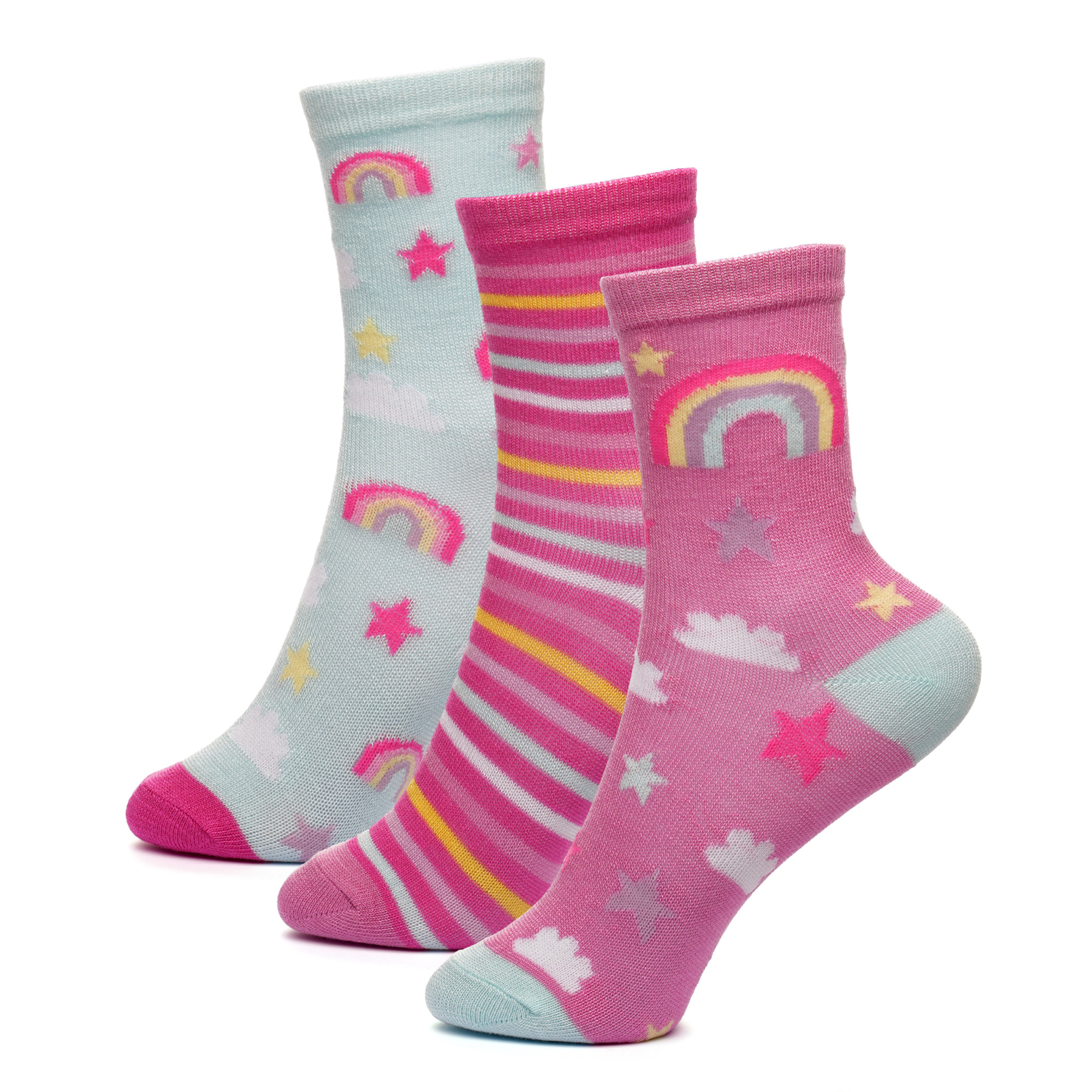 Pack Girls Rainbow Design Bamboo Socks Barnardo's Online - Main Image