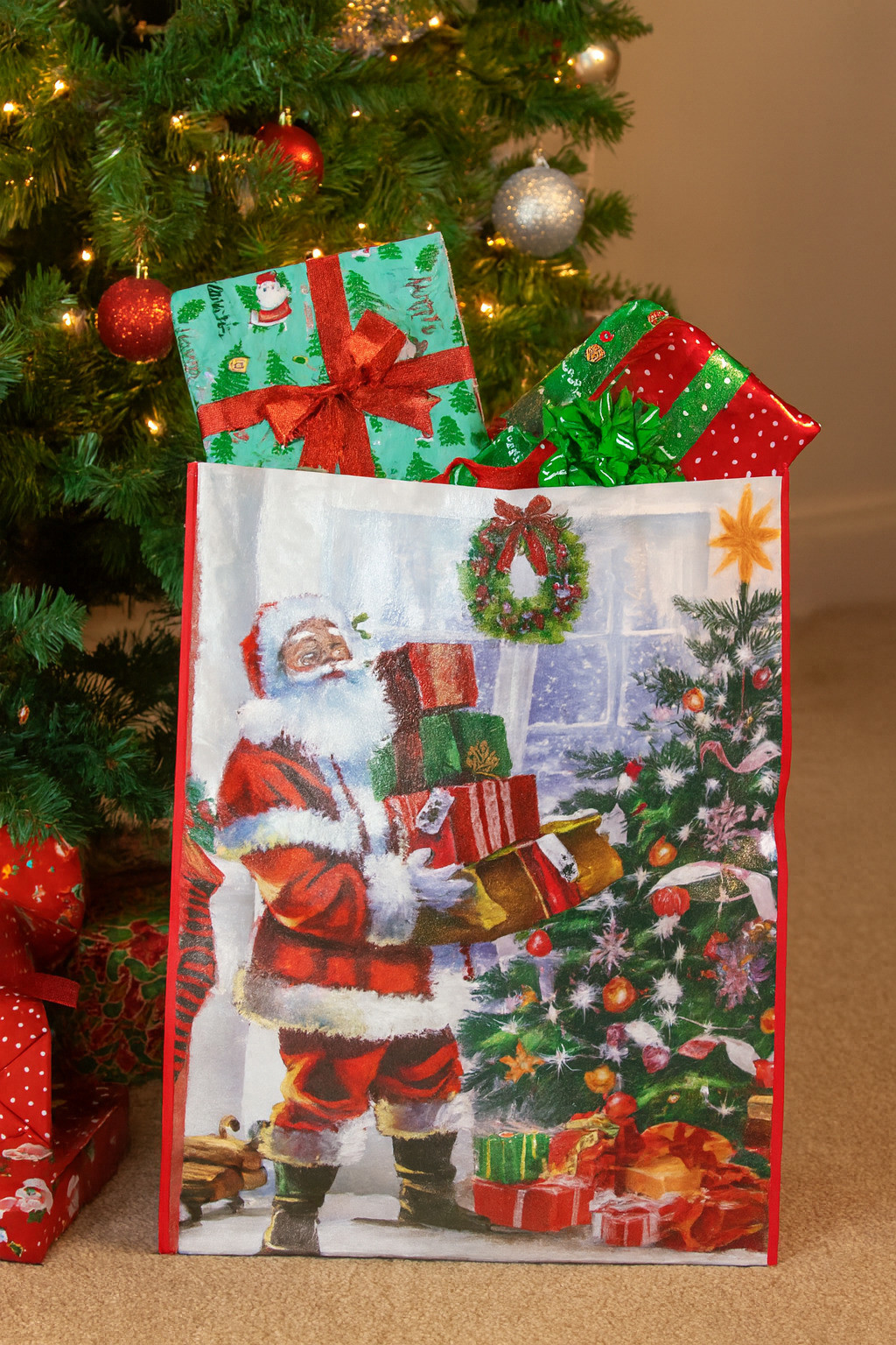 Christmas Presents Design Woven Christmas Gift Bag Barnardo's