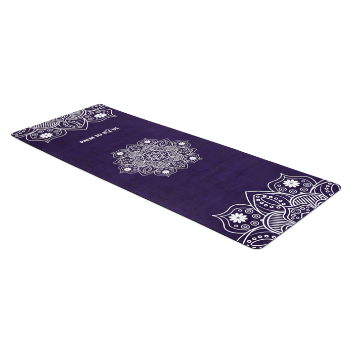 Vegan Suede Yoga Mat with Bio Rubber Backing Sun Design Purple - Palm to  Soul