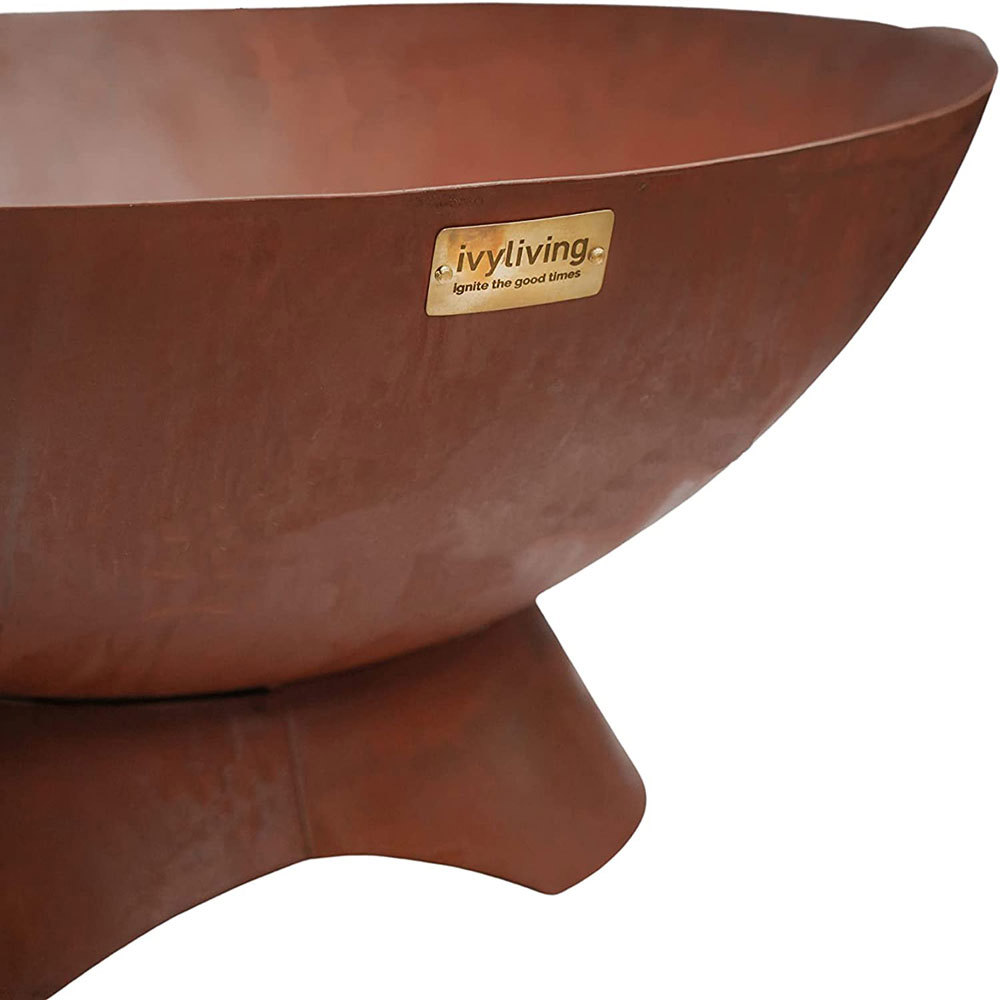 Ivyline Outdoor Artisan Garden Fire Bowl in Rust Iron Finish detail