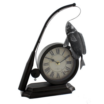 Hometime Mantel Clock - Fishing Rod & Fish Hometime Mantel Clock - Fishing Rod & Fish