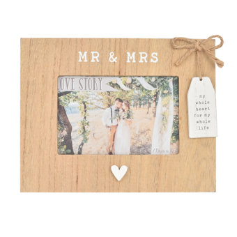 Love Story Mr & Mrs Wooden Frame 6 x 4  Love Story Mr & Mrs Wooden Frame 6 x 4