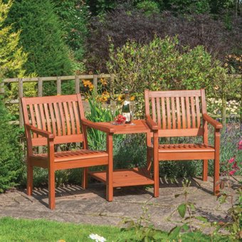 Rowlinson Willington Wooden Garden and Patio Companion Seat  Rowlinson Willington Wooden Garden and Patio Companion Seat