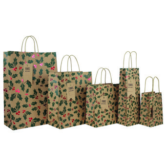 Holly Design Christmas Gift Bag Range  Holly Design Christmas Gift Bag Range
