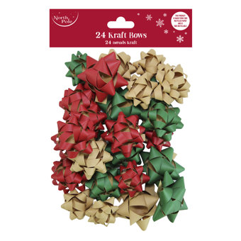 24 Kraft Christmas Gift Bows 24 Kraft Christmas Gift Bows