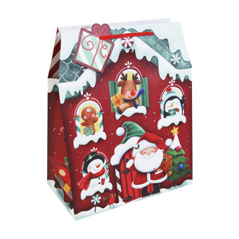 Large Christmas Gift Bag with Die-Cut House Design Large Christmas Gift Bag with Die-Cut House Design