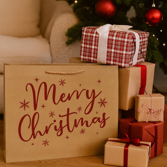 Merry Christmas Biodegradable Jute Gift Bag  Merry Christmas Biodegradable Jute Gift Bag