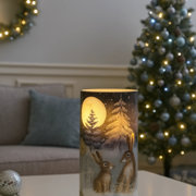 Limited Edition Winter Woodland Hare Design LED Battery Operated Candle