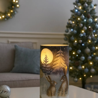 Limited Edition Winter Woodland Hare Design LED Battery Operated Candle Limited Edition Winter Woodland Hare Design LED Battery Operated Candle