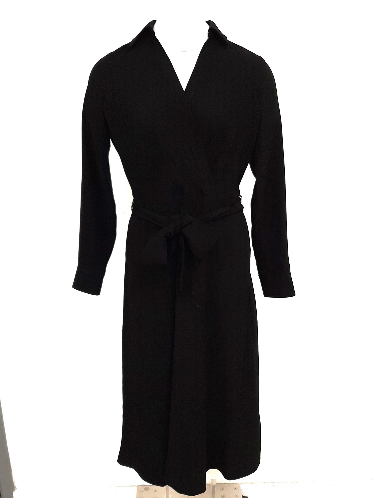 Lauren Ralph Lauren Black Collared Dress Tie Waist Size UK4 Pre