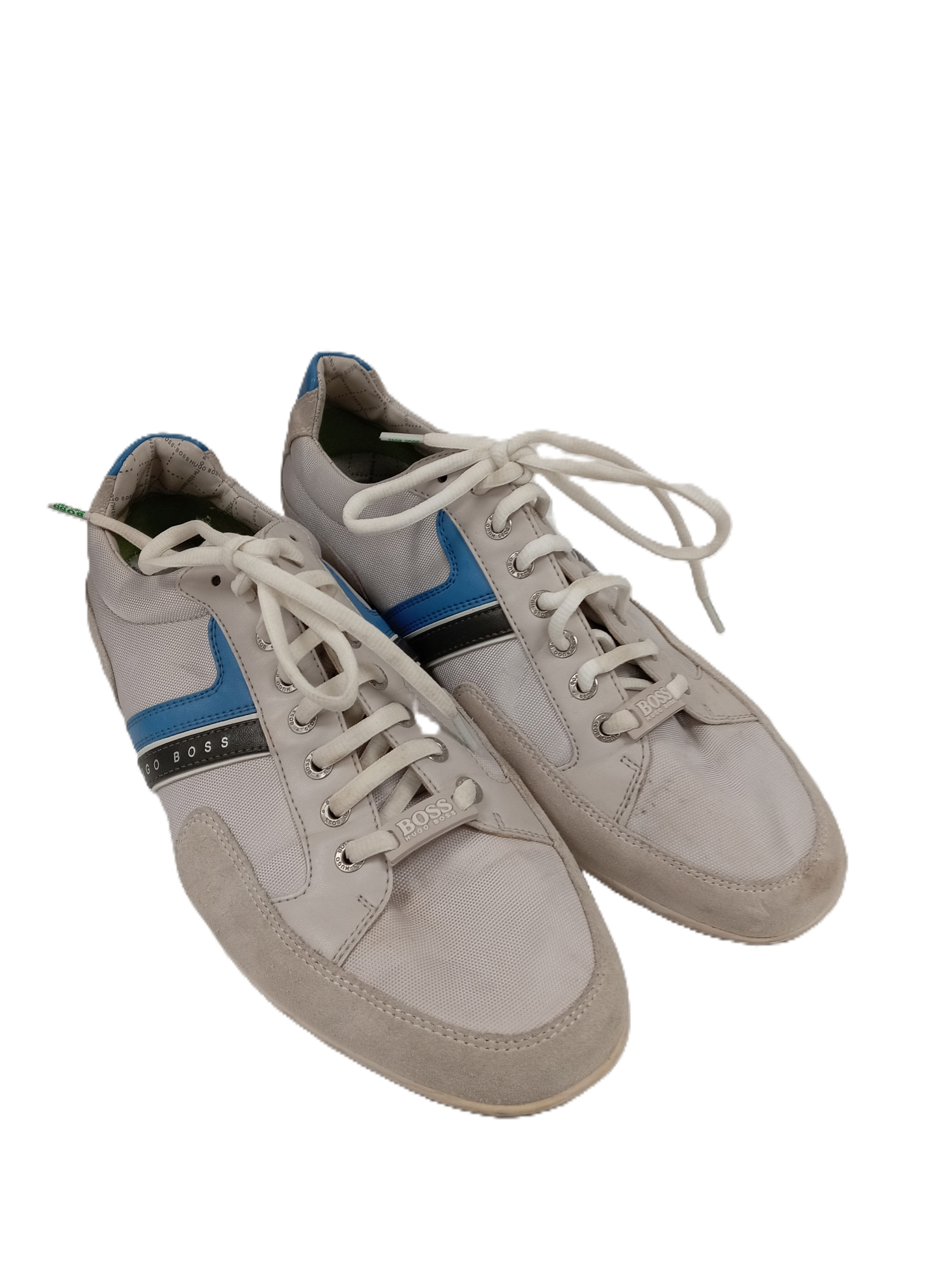 HUGO BOSS Men's UK Size Grey Blue Laced Casual Trainers Pre