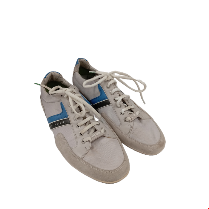 HUGO BOSS Men s UK Size 9 Grey Blue Laced Casual Trainers Pre Loved