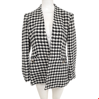 ZARA Women's Houndstooth Patterned Blazer Jacket Black & White Size XL Pre-Loved ZARA Women's Houndstooth Patterned Blazer Jacket Black & White Size XL Pre-Loved