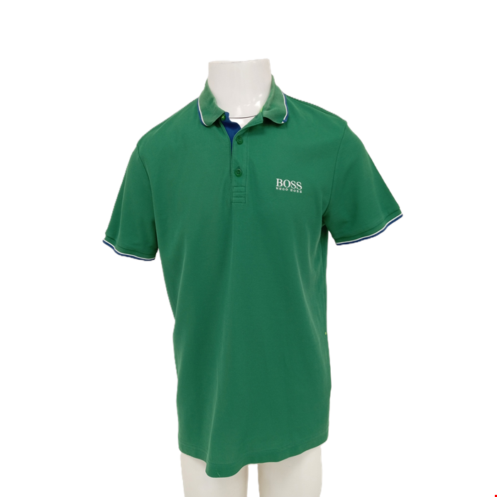 HUGO BOSS Men s UK Size XL Green Short Sleeved Button Up T Shirt Pre Loved Barnardo s Online Charity Shop