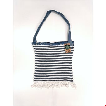 Upcycled Handmade Tote Bag Blue Striped Patterned Detail Pre-Loved Re-Fashioned Upcycled Handmade Tote Bag Blue Striped Patterned Detail Pre-Loved Re-Fashioned