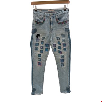 LEVI STRAUSS & CO. Ladies UK 10 Blue Skinny Patch Work High Rise Jeans Pre-Loved LEVI STRAUSS & CO. Ladies UK 10 Blue Skinny Patch Work High Rise Jeans Pre-Loved