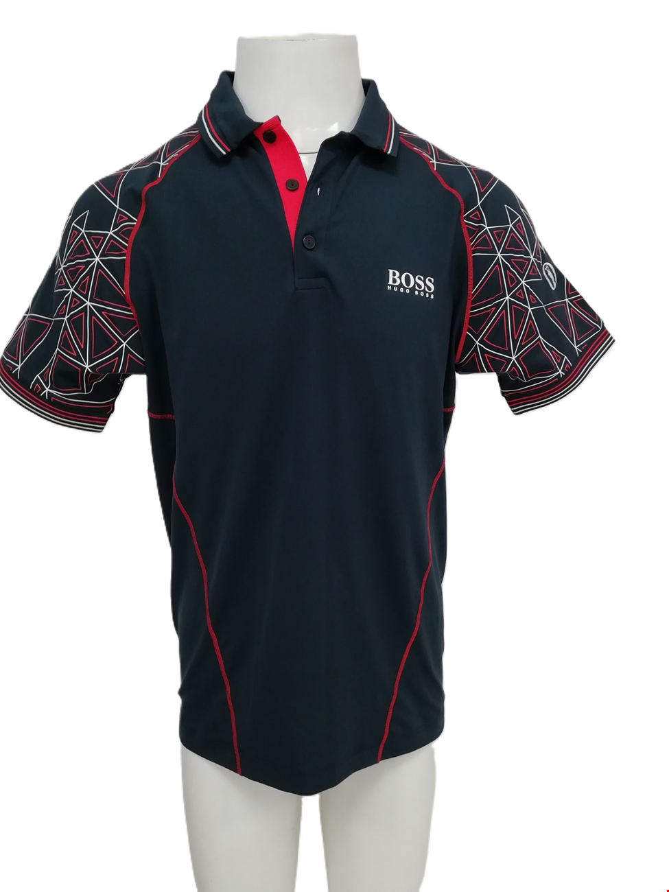HUGO BOSS Men s UK Large Navy Blue Moisture Management Polo Shirt Pre Loved Barnardo s Online Charity Shop