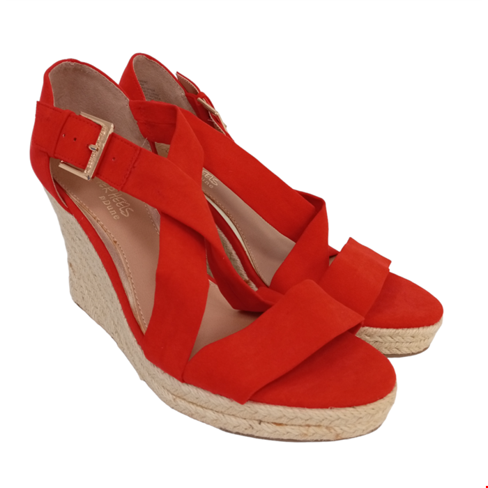 HEAD OVER HEELS Ladies UK 6 Orange Buckle Wedge Espadrilles