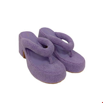 Pretty Little Thing Pre-Loved Women's Lilac Towelling Tube Strap Platform Sandals, Size UK 6 Pretty Little Thing Pre-Loved Women's Lilac Towelling Tube Strap Platform Sandals, Size UK 6