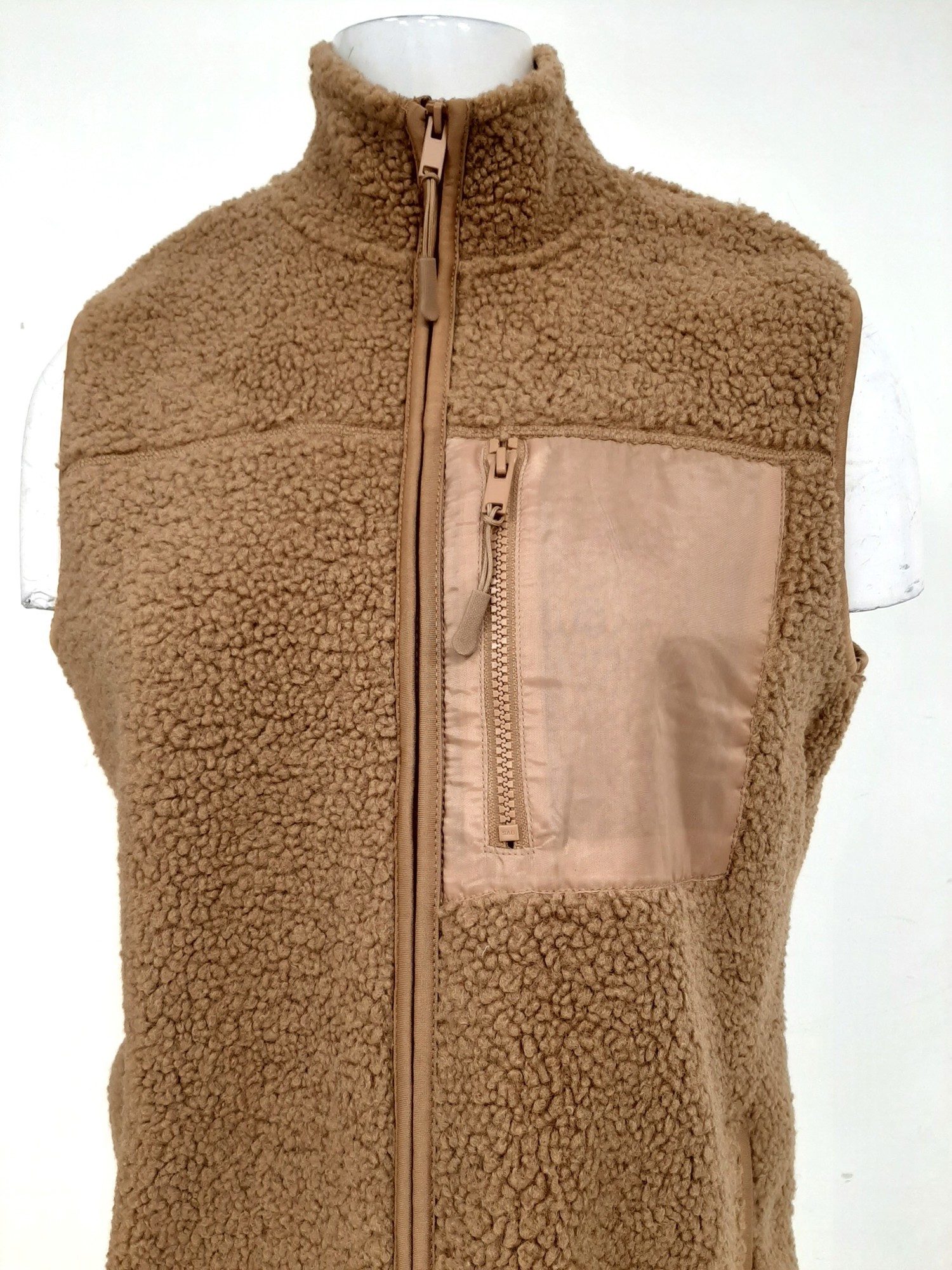 TU Women's Tan Brown Teddy Fleece Vest Size UK 14 Pre-Loved