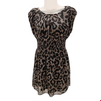 AX Paris Ladies UK Size 10 Leopard Print Elasticated Wasit Brown Dress Pre-Loved AX Paris Ladies UK Size 10 Leopard Print Elasticated Wasit Brown Dress Pre-Loved