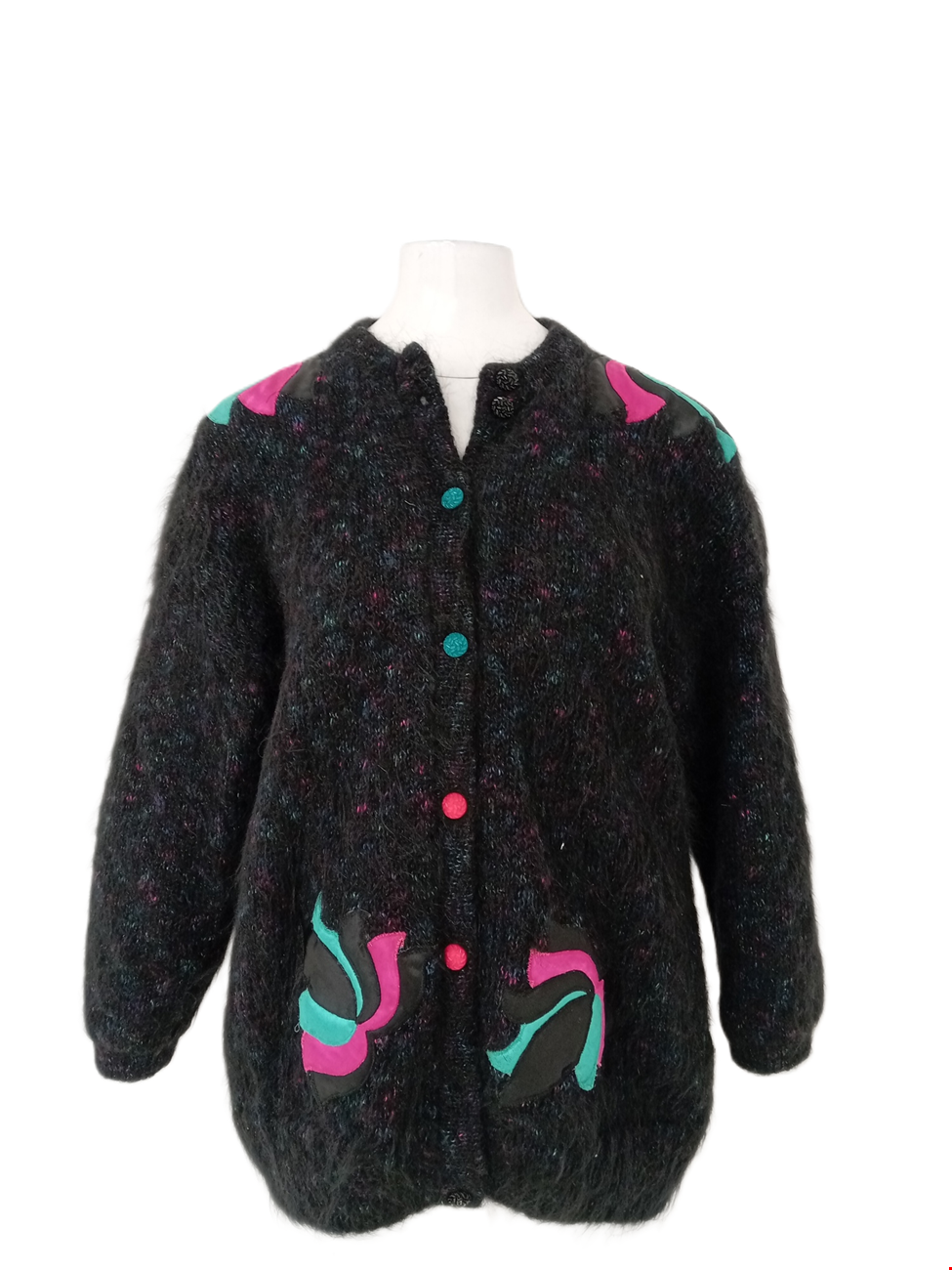 トップス vintage mohair black cardigan Cropped Sleeve Mohair Cardigan Black – Fox + Feather