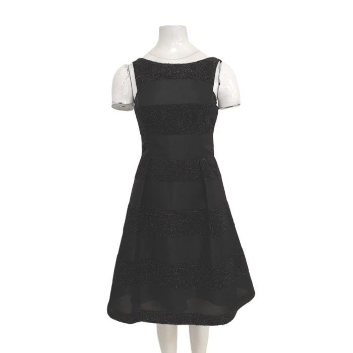 COAST Women's Black Cocktail Dress Striped Glitter Texture Size UK