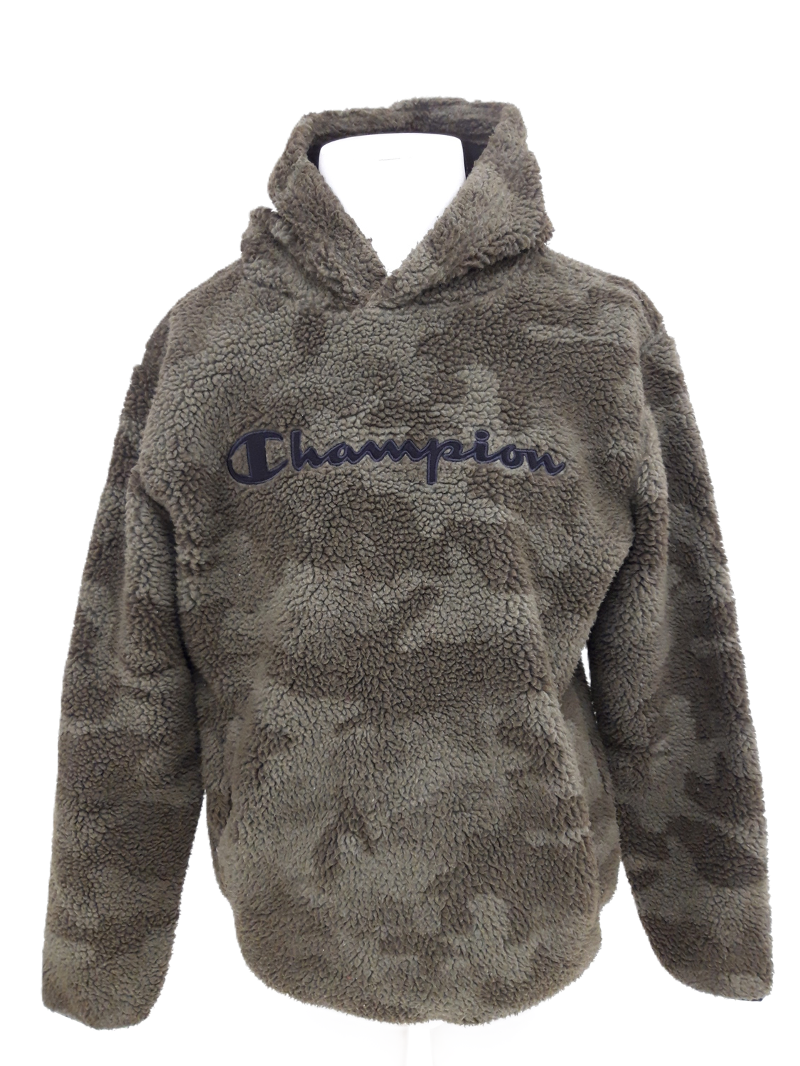 CHAMPION Men's Camo Print Teddy Fleece Hoodie UK Size Large Pre