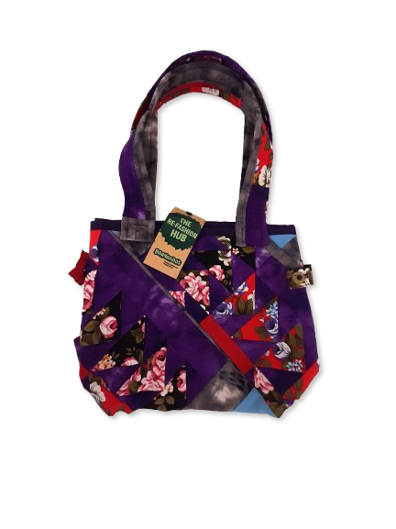 Handmade Upcycled Multicoloured Quilted Handbag Pre-Loved Re-Fashioned