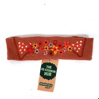 Upcycled Handmade Orange Headband Embroidered Flowers Pre-Loved Re-Fashioned Upcycled Handmade Orange Headband Embroidered Flowers Pre-Loved Re-Fashioned
