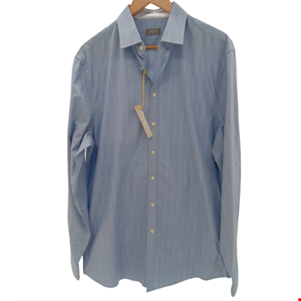 JAEGER Men's UK Size 44" Blue Checked Button Up Slim Fit Casual Shirt  JAEGER Men's UK Size 44" Blue Checked Button Up Slim Fit Casual Shirt