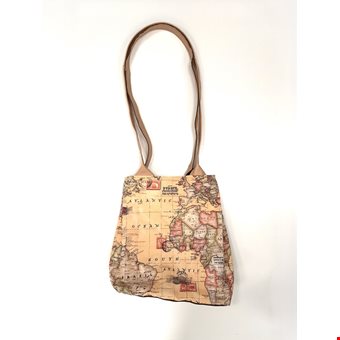 Upcycled Handmade Handbag With World Map Pattern Pre-Loved Re-Fashioned Upcycled Handmade Handbag With World Map Pattern Pre-Loved Re-Fashioned