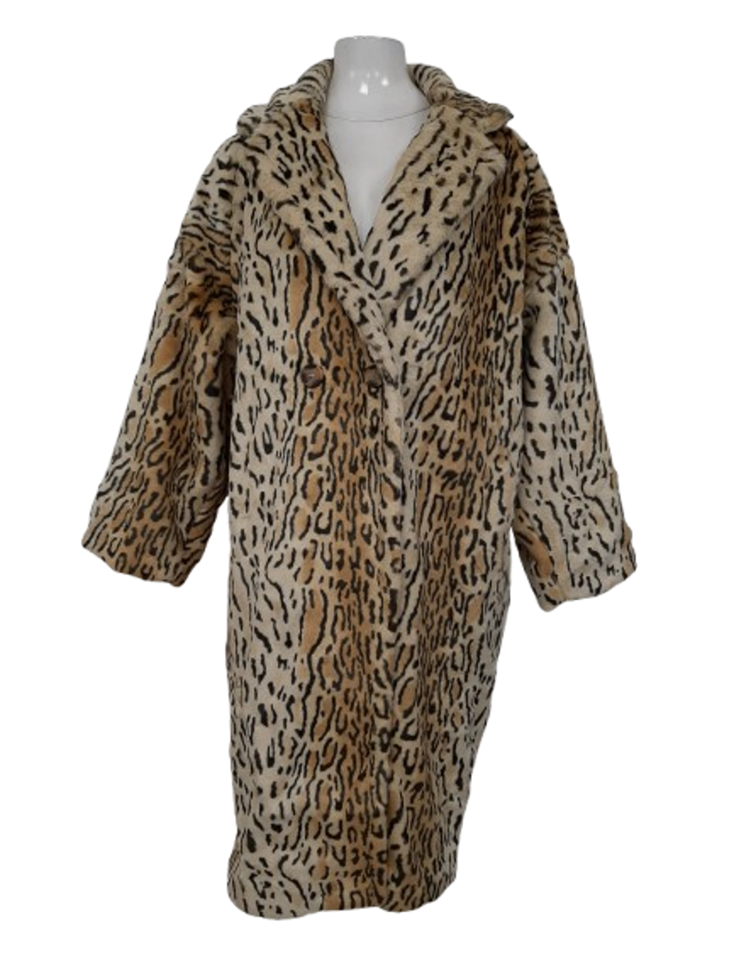 H&M Women's UK Medium Leopard Print Faux Fur Coat Animal Print Pre