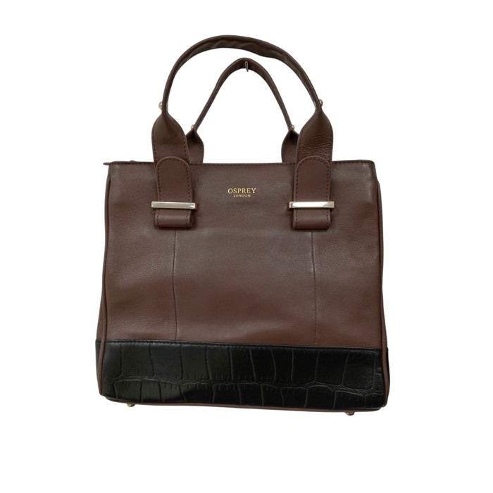 OSPREY Ladies Medium Real Leather Brown/Black Hand Held Hand Bag