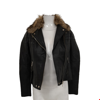 RIVER ISLAND Women's Black Real Leather Biker Look Jacket Size UK 6 Pre-Loved RIVER ISLAND Women's Black Real Leather Biker Look Jacket Size UK 6 Pre-Loved