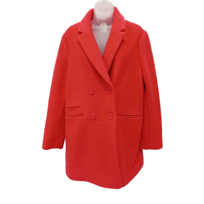 NEXT Ladies UK 16 Red Button Up Winter Attire Wool Mix Coat Pre