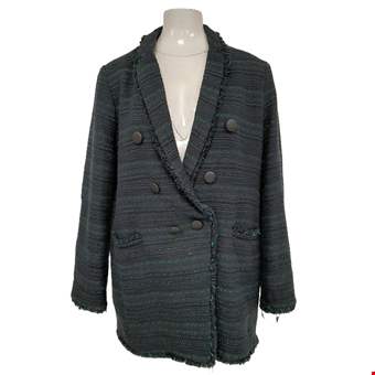NEXT Women's Navy & Green Textured Distressed Double Breasted Blazer Size 18 Pre-Loved NEXT Women's Navy & Green Textured Distressed Double Breasted Blazer Size 18 Pre-Loved