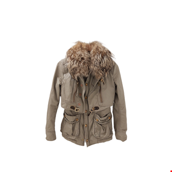 MOUSSY Ladies Size UK 10 Beige Faux Fur Hooded Zip Close Casual Coat PRE-LOVED MOUSSY Ladies Size UK 10 Beige Faux Fur Hooded Zip Close Casual Coat PRE-LOVED