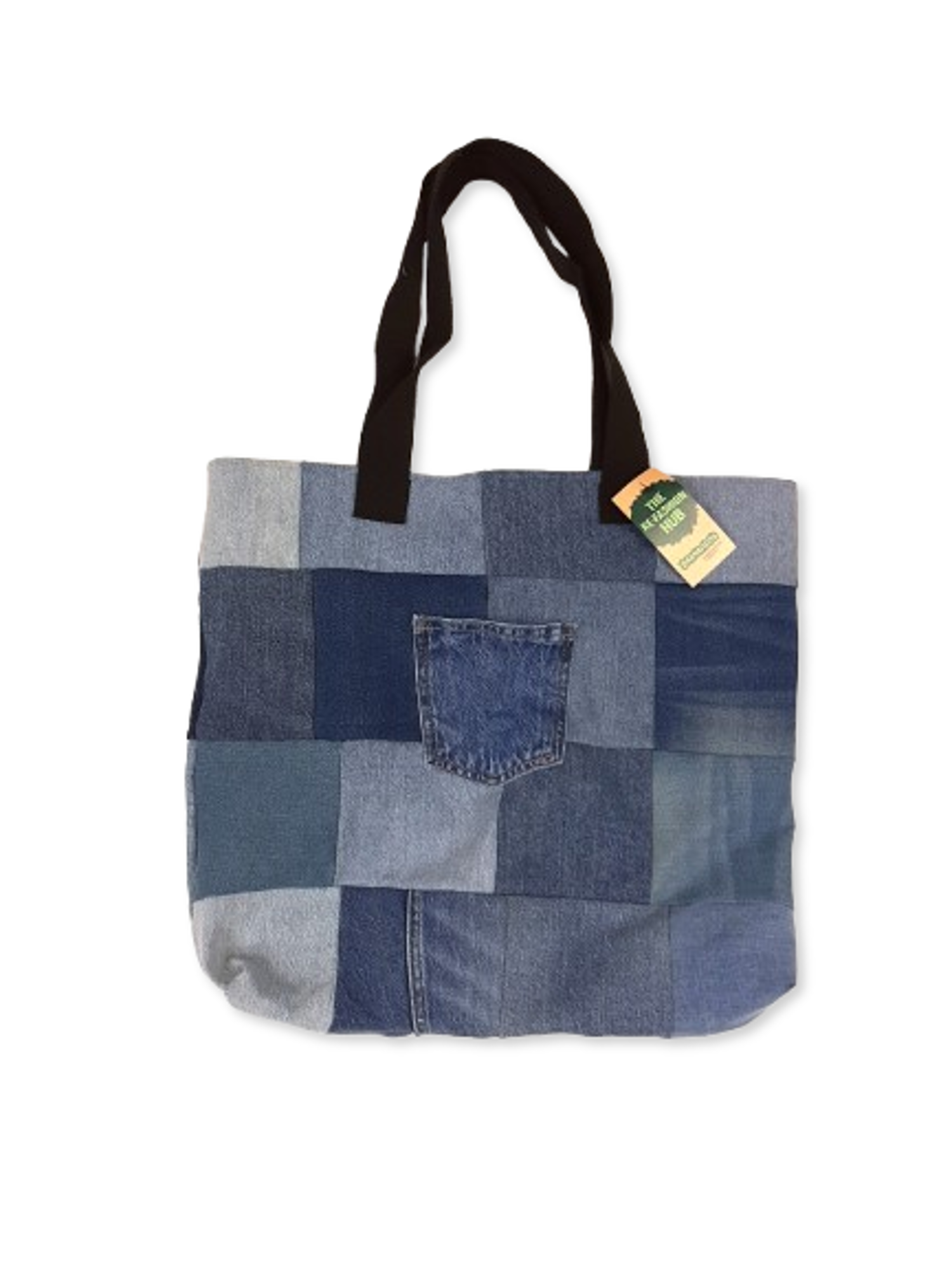 Upcycled Blue Denim Patchwork Tote Bag Pre-Loved Re-Fashioned