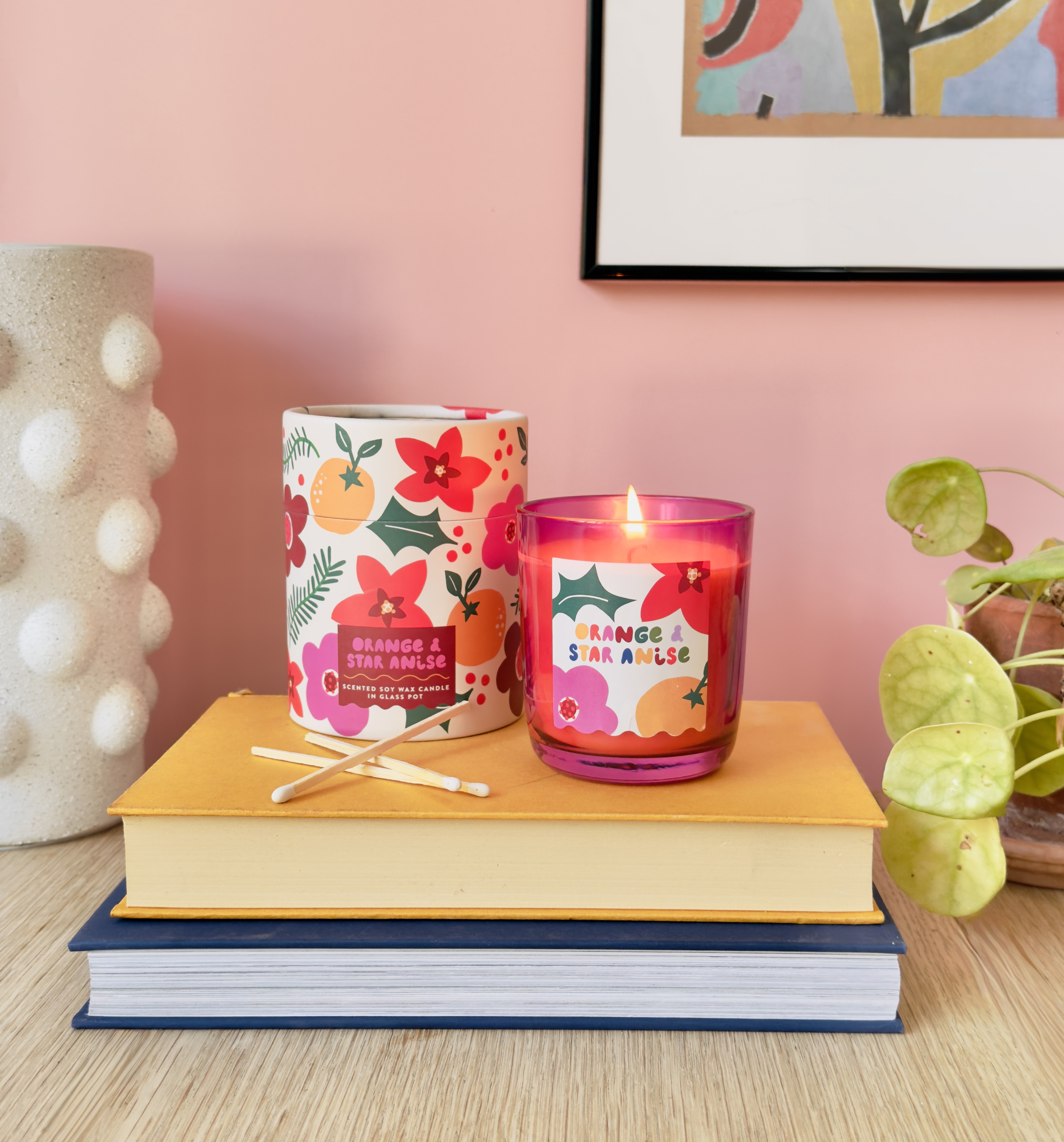 Raspberry Blossom Pink Glass Scented Can...