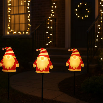 Set of 3 Santa Design 51cm Battery Operated Festive Garden/Outdoor Stakes Set of 3 Santa Design 51cm Battery Operated Festive Garden/Outdoor Stakes