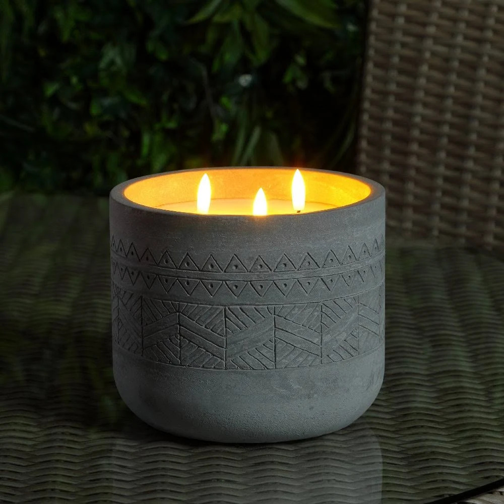 NOMA Battery Operated 17cm Aztec Concrete Candle