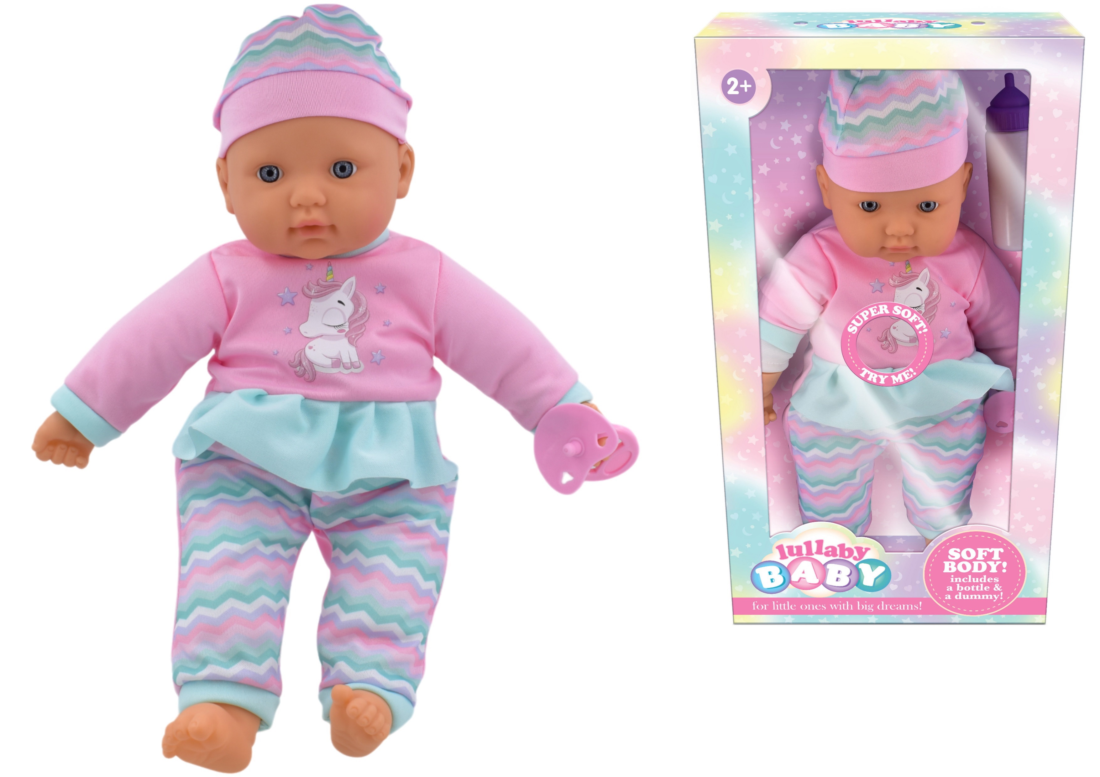 Lullaby Baby 40CM Soft Baby Doll with Bottle and Dummy